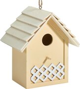 Vogelhuisje met hekje pastel geel