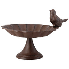 Vogelbad op voet met vogeltje gietijzer