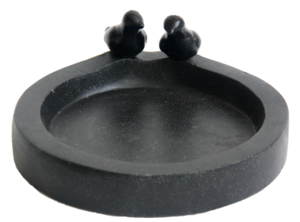 Vogelbad marmer look zwart (rond)