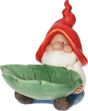 Kabouter met vogelbad blad (32cm)