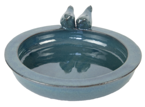 Vogelbad petrol blauw rond