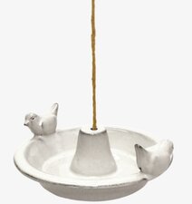 Rond keramiek hangend vogelbad wit