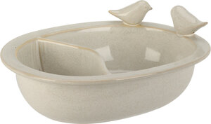 Vogel Drinkschaal & Voederbak – 2-vaks (roomwit)